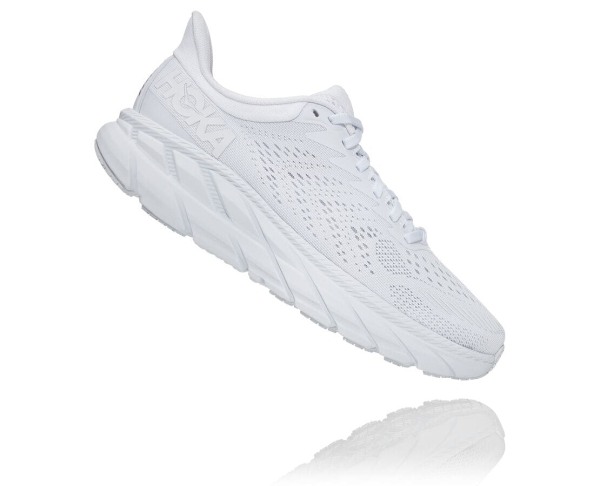 Hoka One One Clifton 7 Womens UK - White / White Road Running Shoes - GBMFW3291